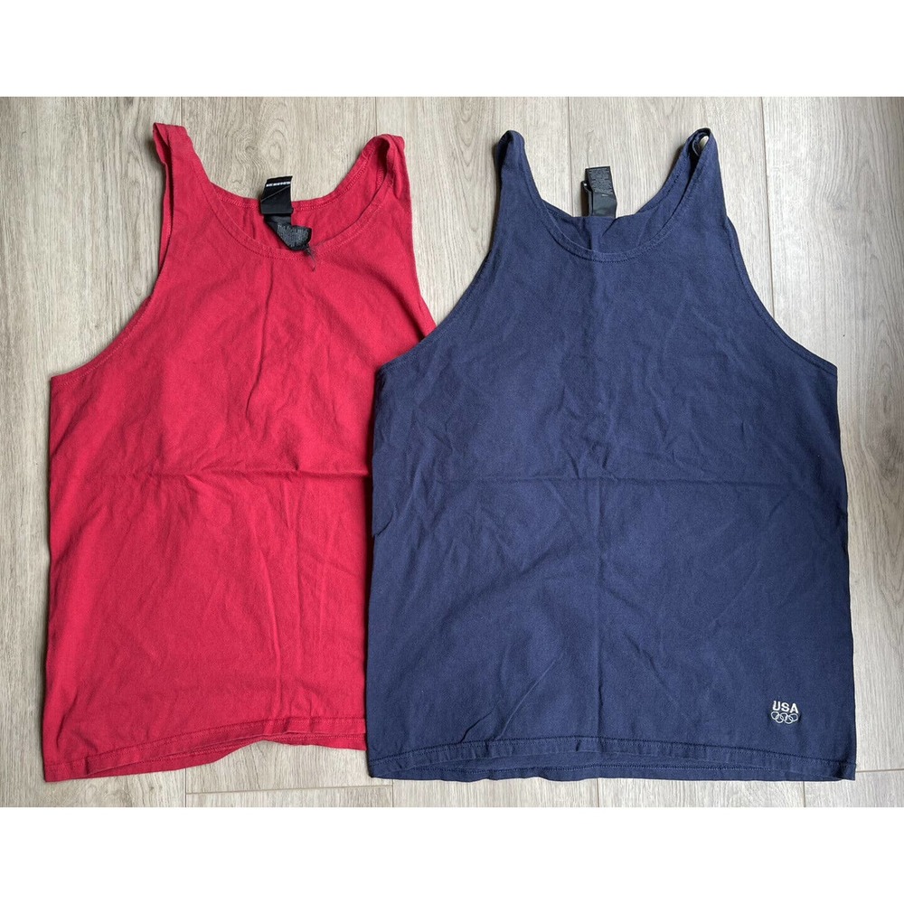 Lot of 2 Vintage 90s JCPenney USA Olympics Embroidered Tank Tops Muscle Shirts